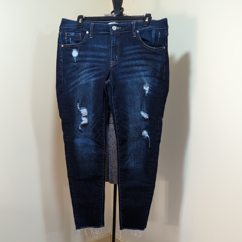 Women's Skinny Distressed Blue Denim Jeans
